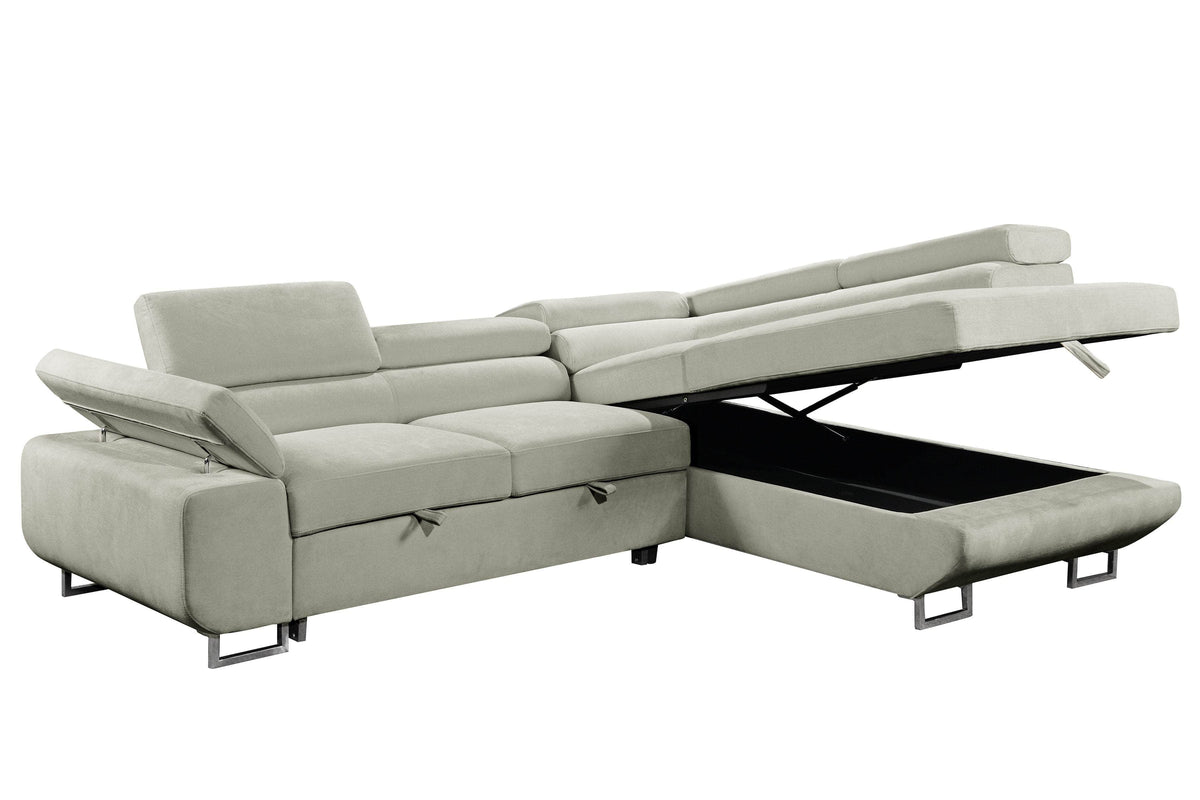 Urban Cali Hollywood 107.5" Wide Sleeper Sectional Sofa Bed with Adjustable Headrests and Storage Chaise, image 30