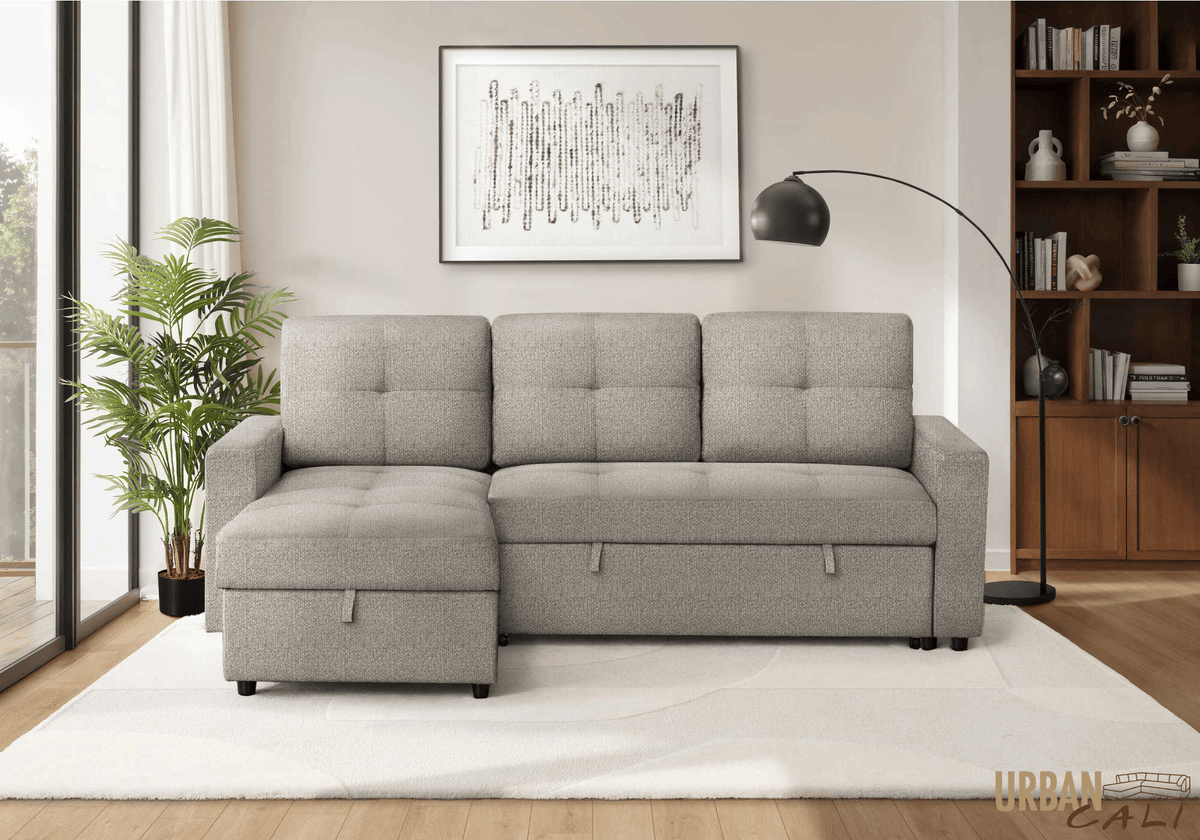Urban Cali Venice 89.5" Wide Sleeper Sectional Sofa Bed with Reversible Storage Chaise, image 15