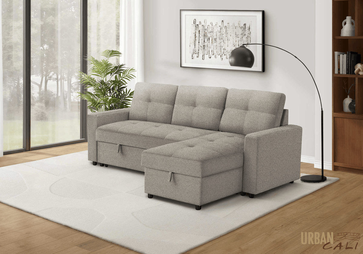 Urban Cali Venice 89.5" Wide Sleeper Sectional Sofa Bed with Reversible Storage Chaise, image 14