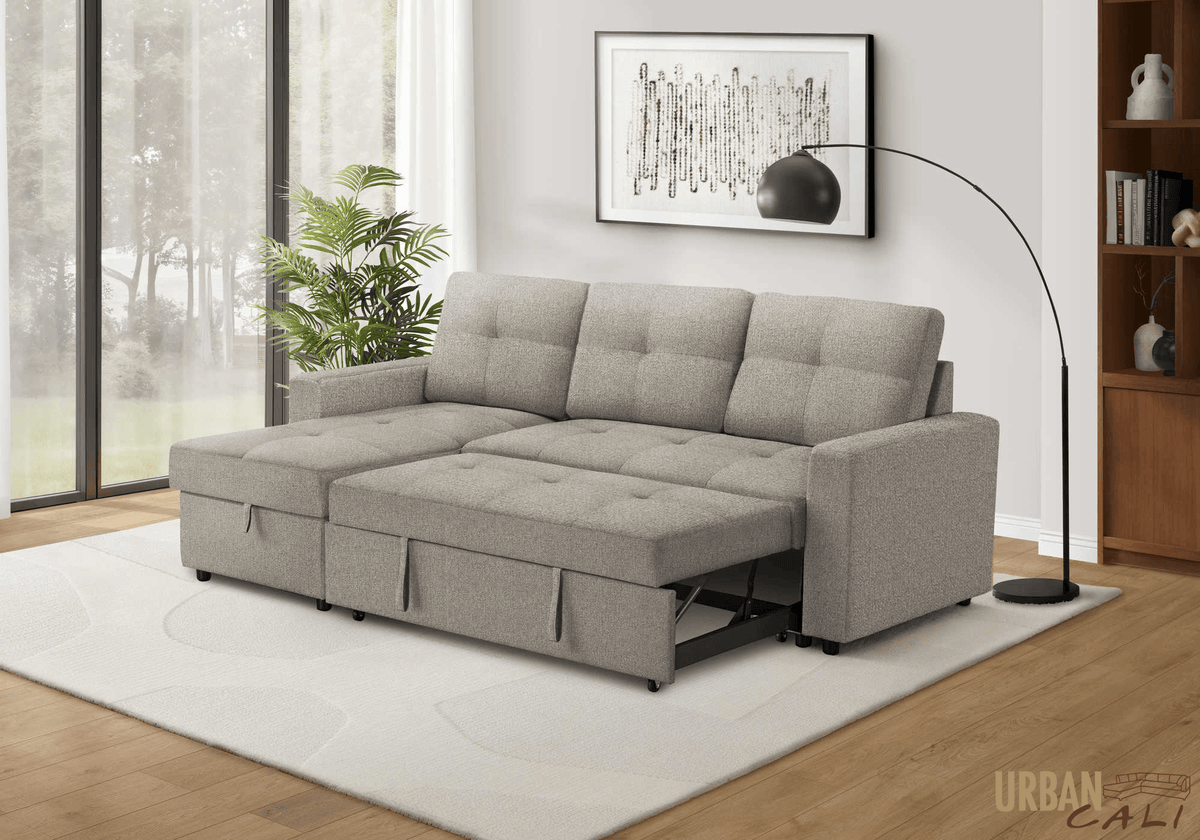 Urban Cali Venice 89.5" Wide Sleeper Sectional Sofa Bed with Reversible Storage Chaise, image 12