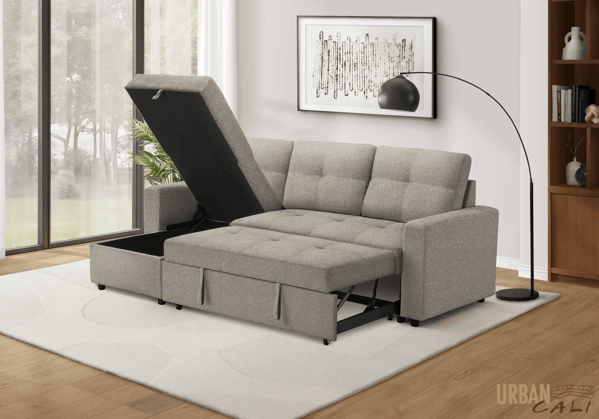Urban Cali Venice 89.5" Wide Sleeper Sectional Sofa Bed with Reversible Storage Chaise, image 11