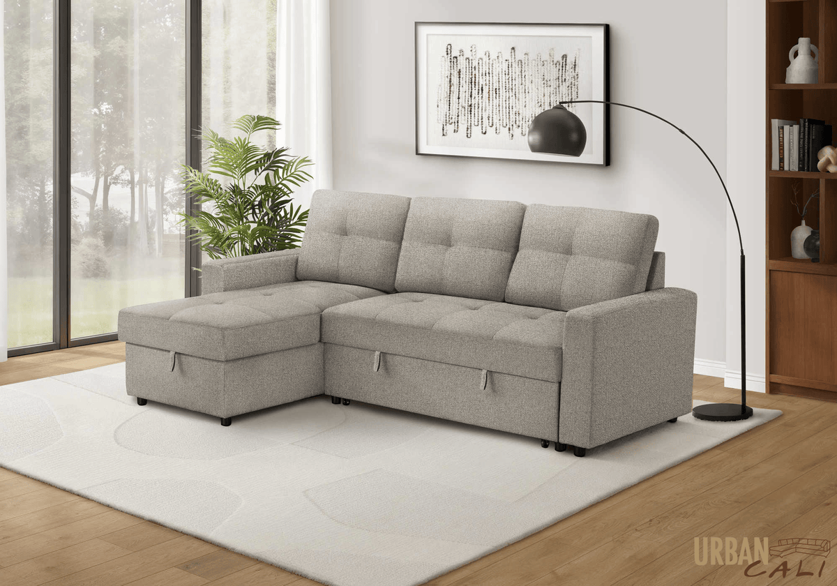 Urban Cali Venice 89.5" Wide Sleeper Sectional Sofa Bed with Reversible Storage Chaise, image 13