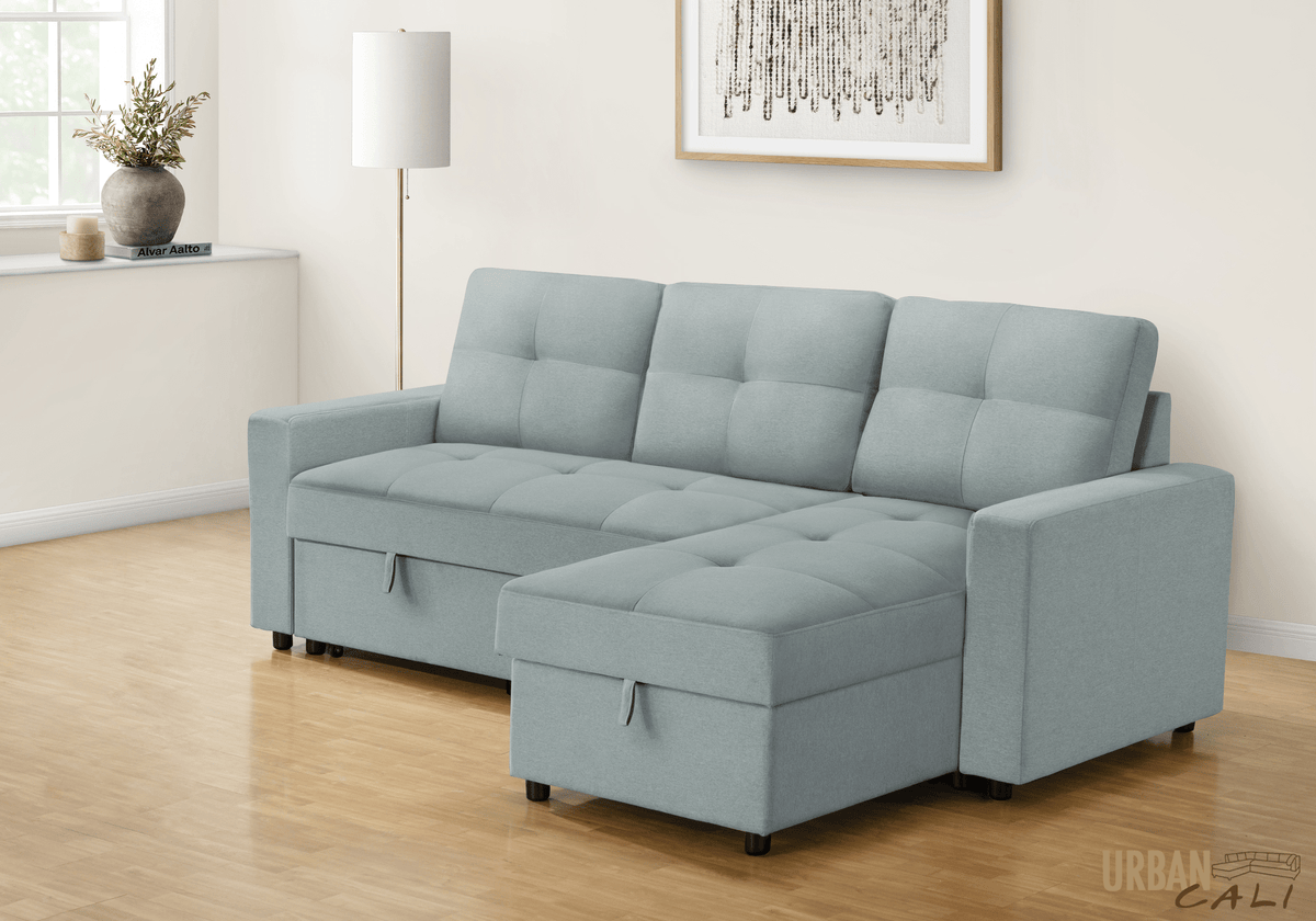Urban Cali Venice 89.5" Wide Sleeper Sectional Sofa Bed with Reversible Storage Chaise, image 9