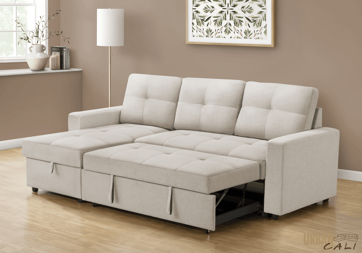 Urban Cali Venice 89.5" Wide Sleeper Sectional Sofa Bed with Reversible Storage Chaise, image 3