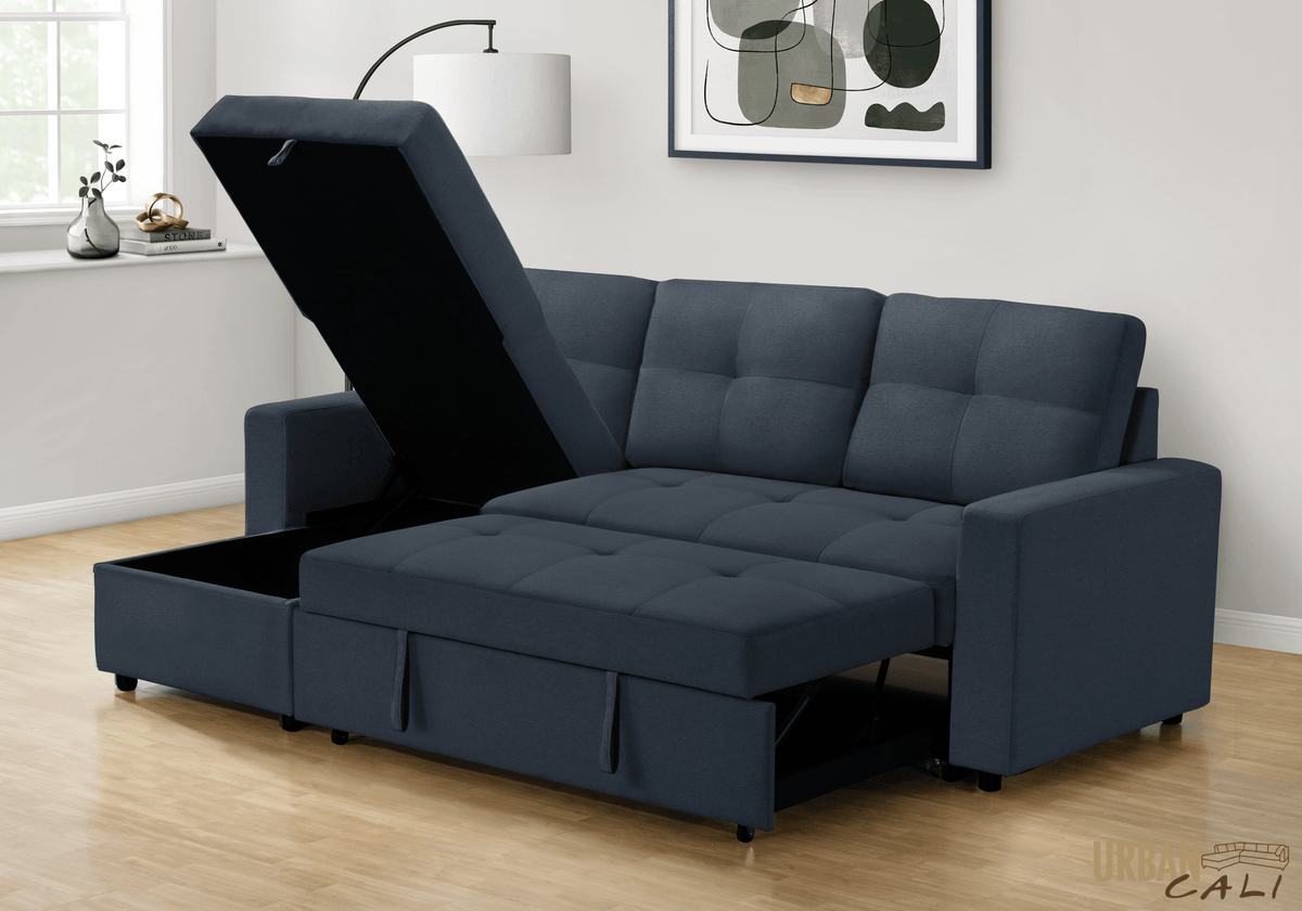 Urban Cali Venice 89.5" Wide Sleeper Sectional Sofa Bed with Reversible Storage Chaise, image 20