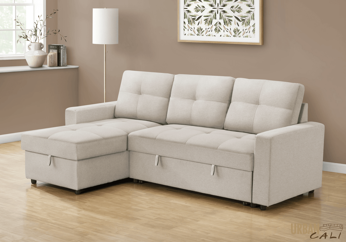 Urban Cali Venice 89.5" Wide Sleeper Sectional Sofa Bed with Reversible Storage Chaise, image 4
