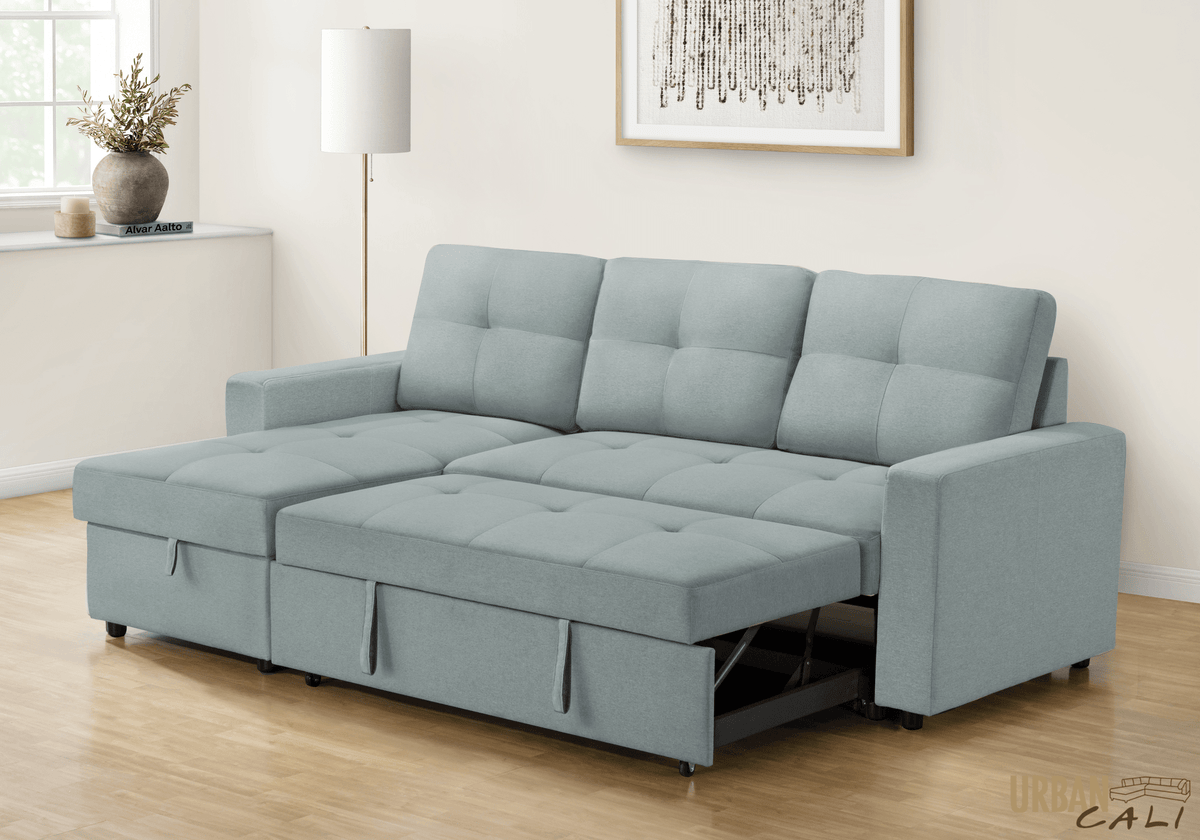 Urban Cali Venice 89.5" Wide Sleeper Sectional Sofa Bed with Reversible Storage Chaise, image 7