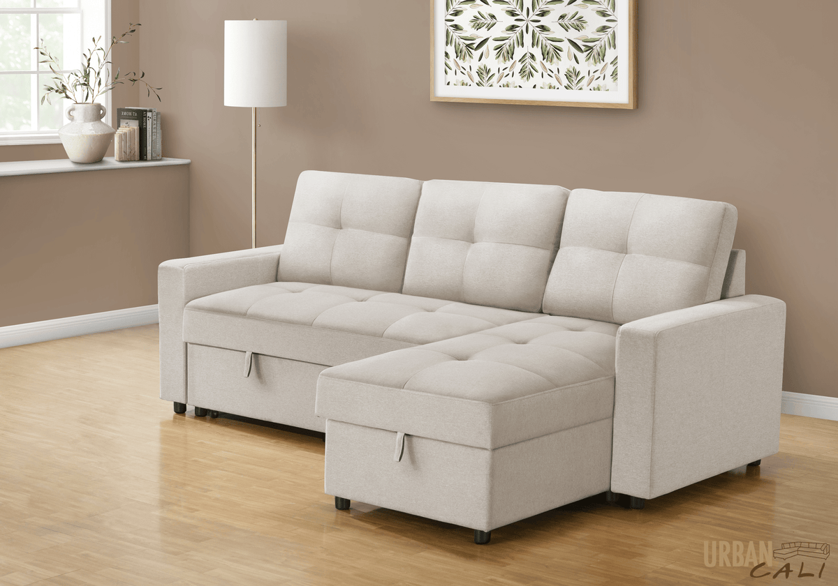 Urban Cali Venice 89.5" Wide Sleeper Sectional Sofa Bed with Reversible Storage Chaise, image 2