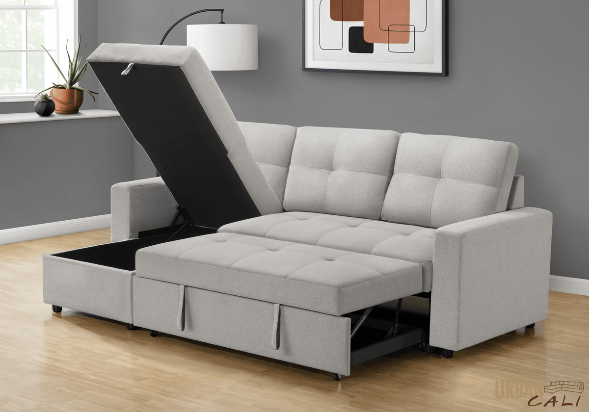 Urban Cali Venice 89.5" Wide Sleeper Sectional Sofa Bed with Reversible Storage Chaise, image 25