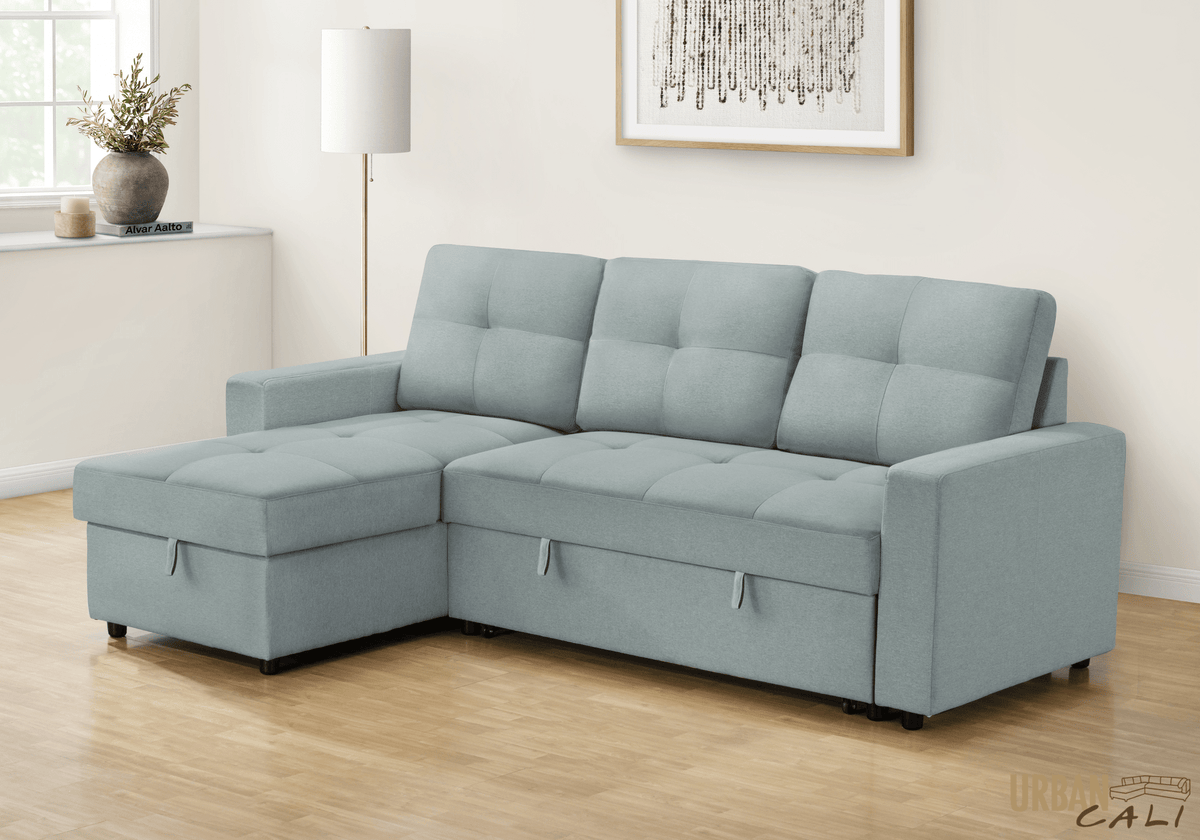 Urban Cali Venice 89.5" Wide Sleeper Sectional Sofa Bed with Reversible Storage Chaise, image 8