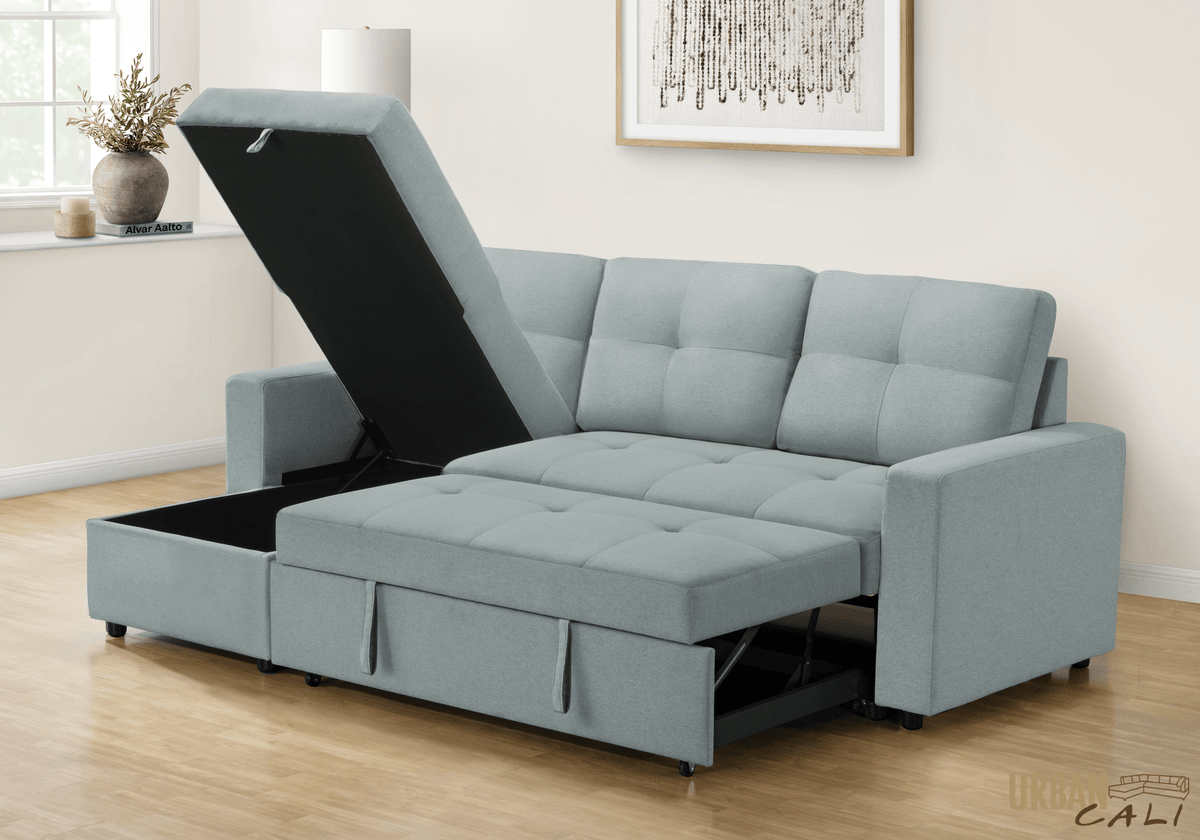 Urban Cali Venice 89.5" Wide Sleeper Sectional Sofa Bed with Reversible Storage Chaise, image 6