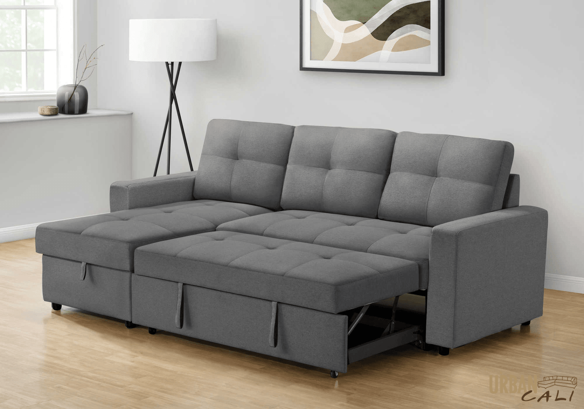 Urban Cali Venice 89.5" Wide Sleeper Sectional Sofa Bed with Reversible Storage Chaise, image 17