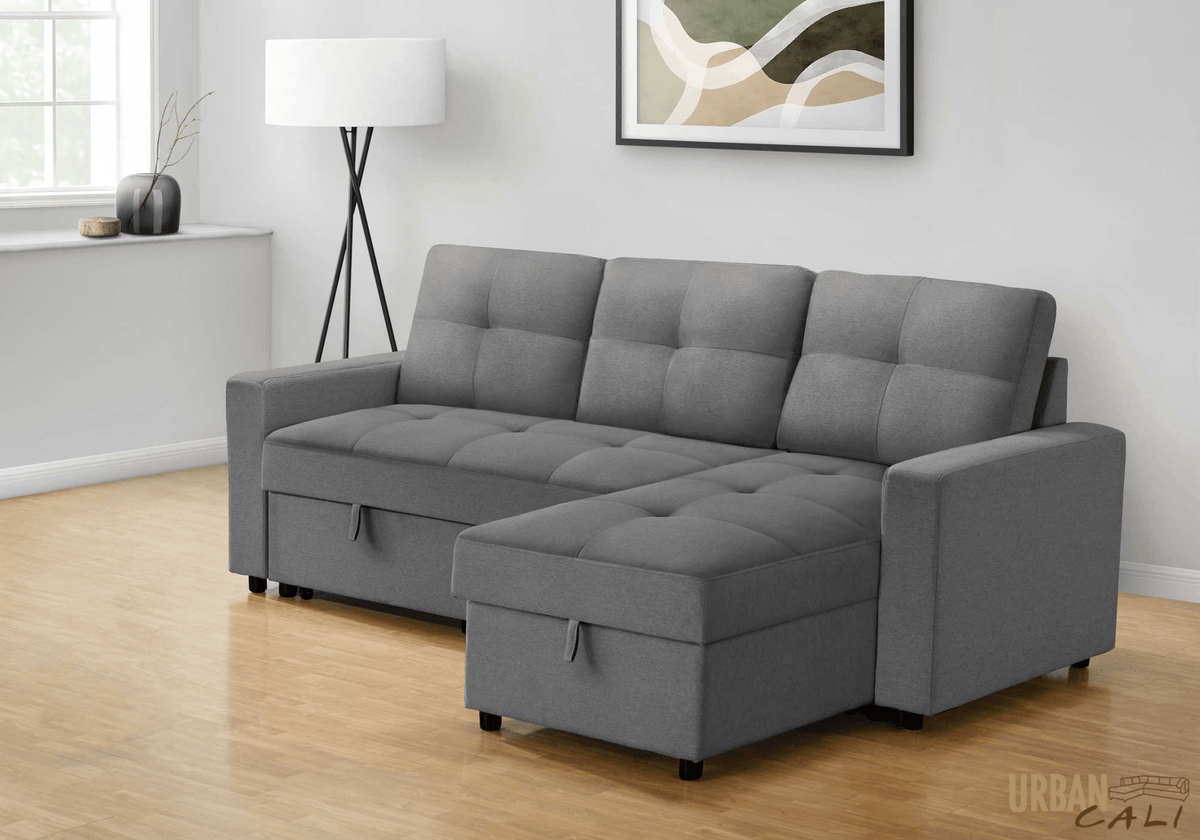 Urban Cali Venice 89.5" Wide Sleeper Sectional Sofa Bed with Reversible Storage Chaise, image 19