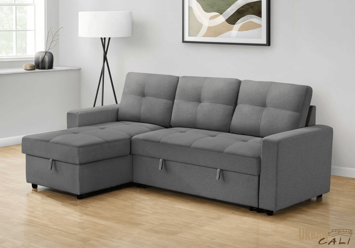 Urban Cali Venice 89.5" Wide Sleeper Sectional Sofa Bed with Reversible Storage Chaise, image 18