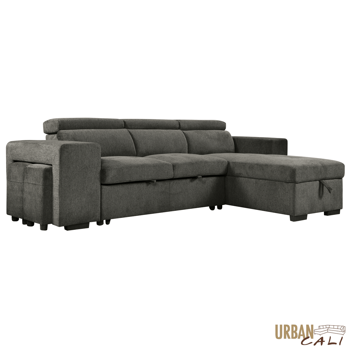 Urban Cali Sonoma 103.5" Wide Sleeper Sectional Sofa Bed with Reversible Storage Chaise and 2 Stools, image 28