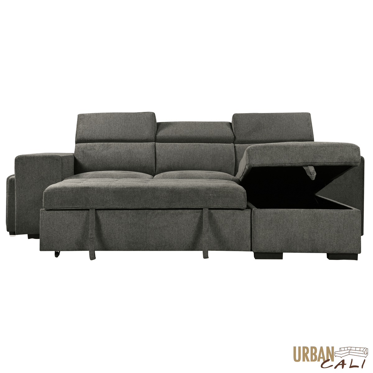 Urban Cali Sonoma 103.5" Wide Sleeper Sectional Sofa Bed with Reversible Storage Chaise and 2 Stools, image 29