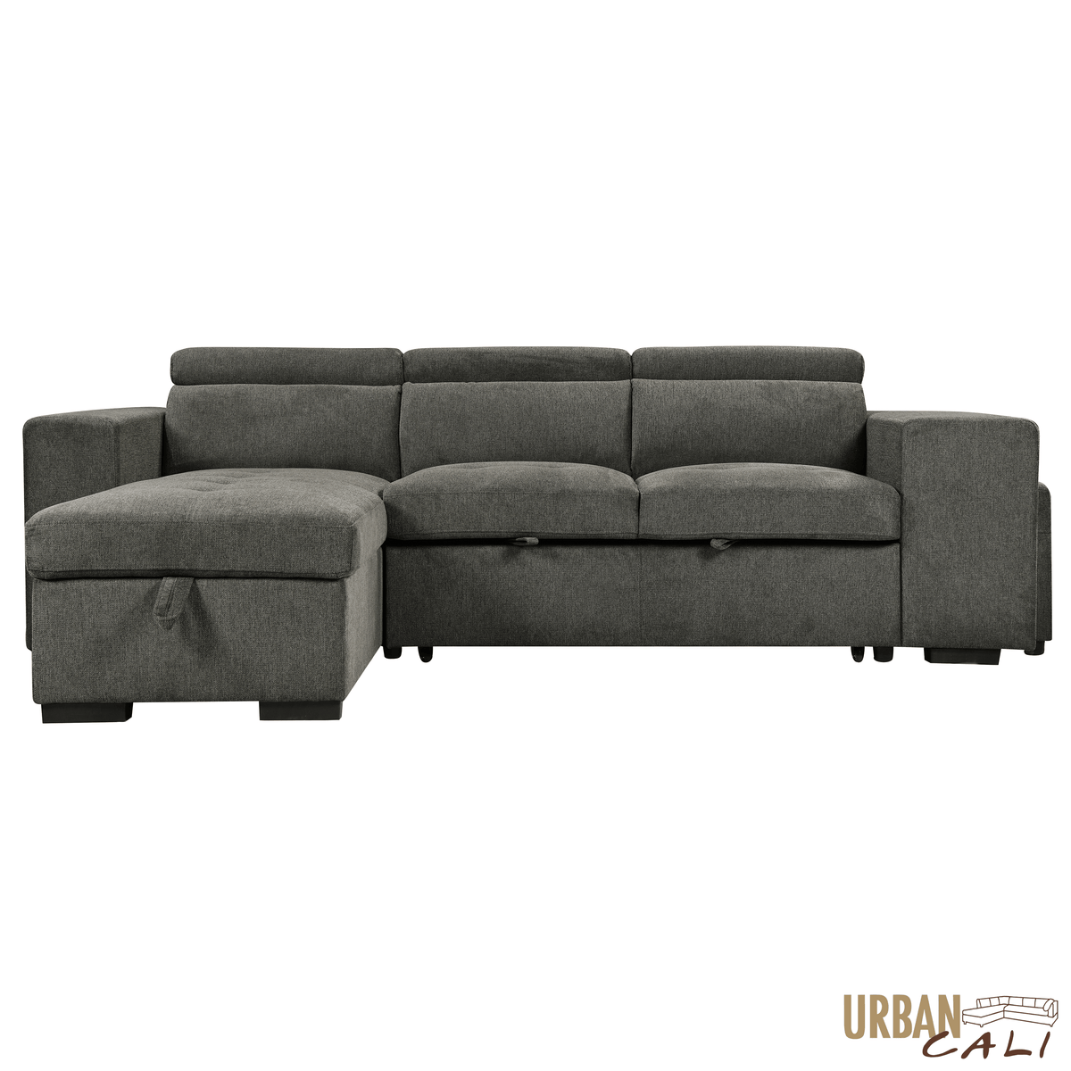 Urban Cali Sonoma 103.5" Wide Sleeper Sectional Sofa Bed with Reversible Storage Chaise and 2 Stools, image 7