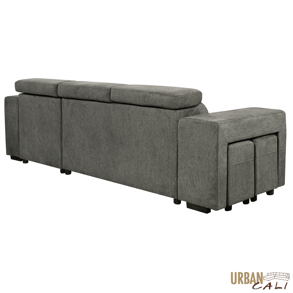Urban Cali Sonoma 103.5" Wide Sleeper Sectional Sofa Bed with Reversible Storage Chaise and 2 Stools, image 22