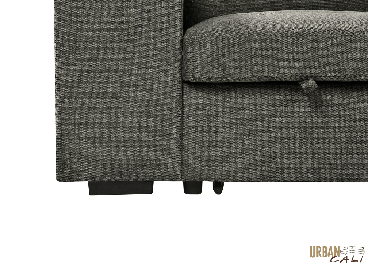 Urban Cali Sonoma 103.5" Wide Sleeper Sectional Sofa Bed with Reversible Storage Chaise and 2 Stools, image 20