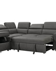 Urban Cali Pasadena 104.5" Wide Large Sleeper Sectional Sofa Bed with Storage Ottoman and 2 Stools, image 16
