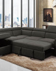 Urban Cali Pasadena 104.5" Wide Large Sleeper Sectional Sofa Bed with Storage Ottoman and 2 Stools, image 4