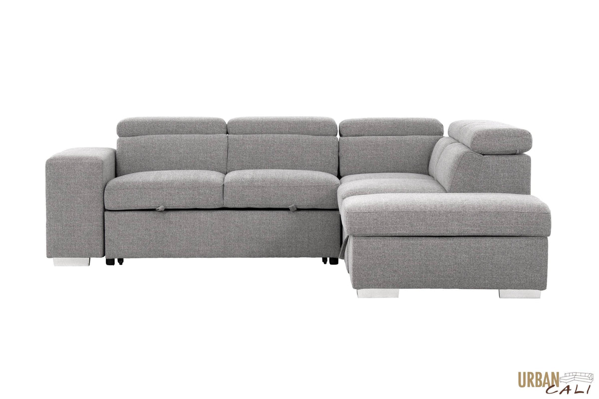 Urban Cali Pasadena 104.5" Wide Large Sleeper Sectional Sofa Bed with Storage Ottoman and 2 Stools, image 48