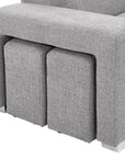 Urban Cali Pasadena 104.5" Wide Large Sleeper Sectional Sofa Bed with Storage Ottoman and 2 Stools, image 59