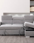 Urban Cali Pasadena 104.5" Wide Large Sleeper Sectional Sofa Bed with Storage Ottoman and 2 Stools, image 11