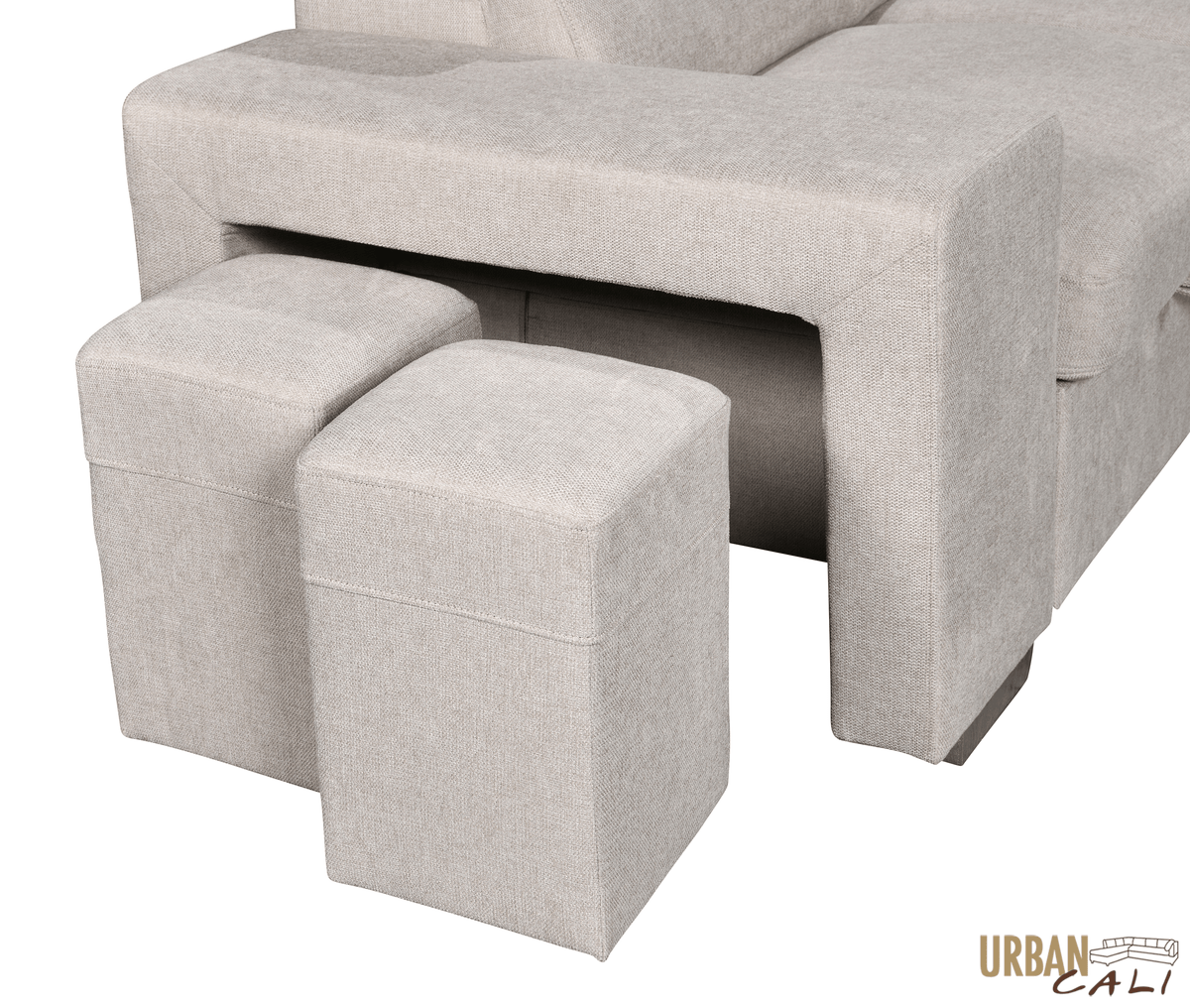 Urban Cali Pasadena 104.5" Wide Large Sleeper Sectional Sofa Bed with Storage Ottoman and 2 Stools, image 41