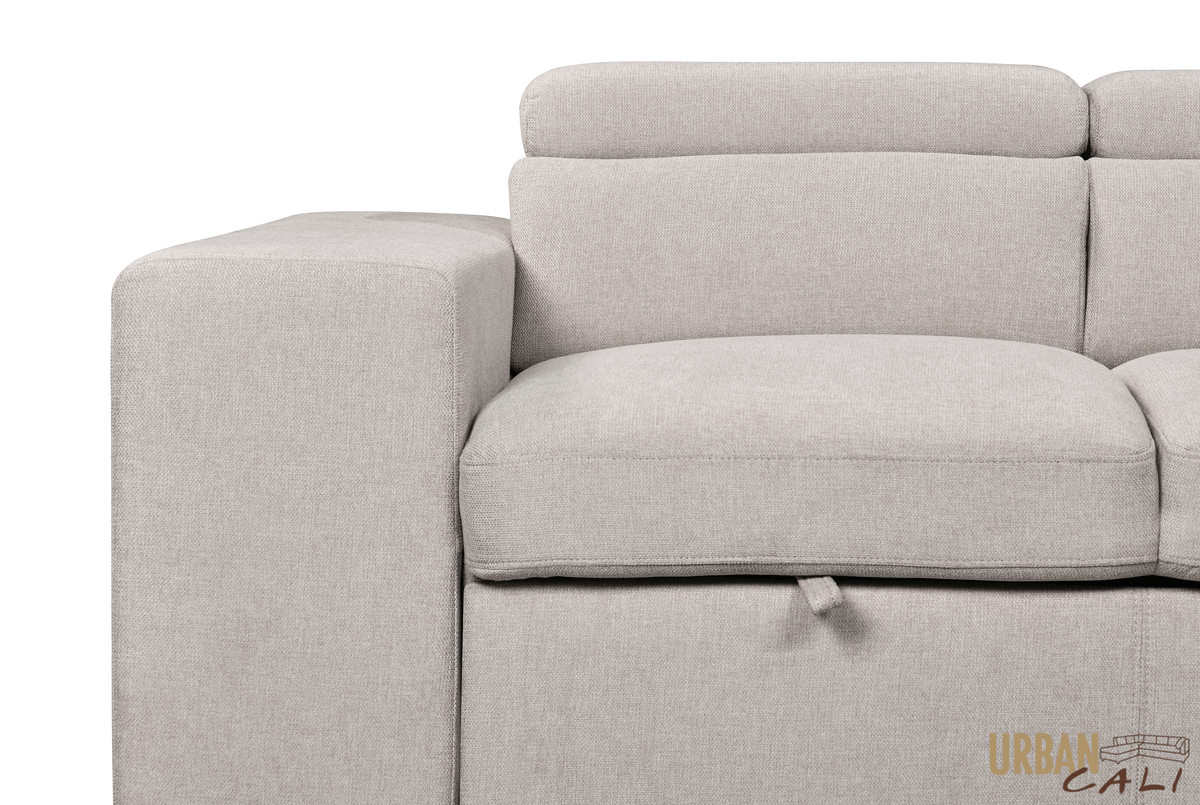 Urban Cali Pasadena 104.5" Wide Large Sleeper Sectional Sofa Bed with Storage Ottoman and 2 Stools, image 40