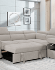 Urban Cali Pasadena 104.5" Wide Large Sleeper Sectional Sofa Bed with Storage Ottoman and 2 Stools, image 5