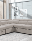 Urban Cali Pasadena 104.5" Wide Large Sleeper Sectional Sofa Bed with Storage Ottoman and 2 Stools, image 9