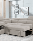 Urban Cali Pasadena 104.5" Wide Large Sleeper Sectional Sofa Bed with Storage Ottoman and 2 Stools, image 8