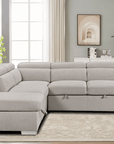 Urban Cali Pasadena 104.5" Wide Large Sleeper Sectional Sofa Bed with Storage Ottoman and 2 Stools, image 10