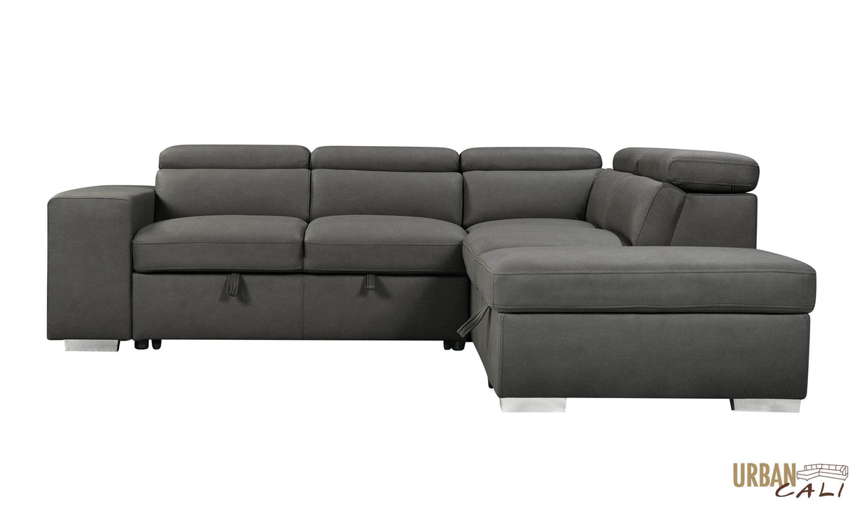 Urban Cali Pasadena 104.5" Wide Large Sleeper Sectional Sofa Bed with Storage Ottoman and 2 Stools, image 19