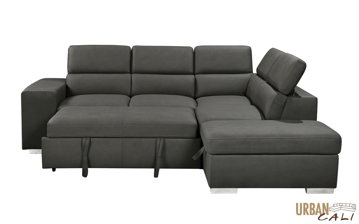 Urban Cali Pasadena 104.5" Wide Large Sleeper Sectional Sofa Bed with Storage Ottoman and 2 Stools, image 23