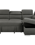 Urban Cali Pasadena 104.5" Wide Large Sleeper Sectional Sofa Bed with Storage Ottoman and 2 Stools, image 18