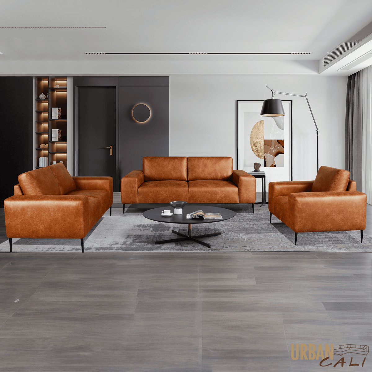 Primo International Fresno 3 Piece Sofa, Loveseat, and Chair Set in Rustic Light Brown, image 1